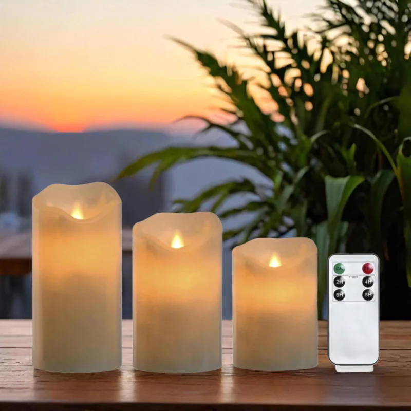 Set of 3 LED Wax Candles with Remote Control
