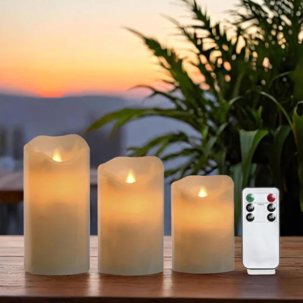 Set of 3 LED Wax Candles with Remote Control