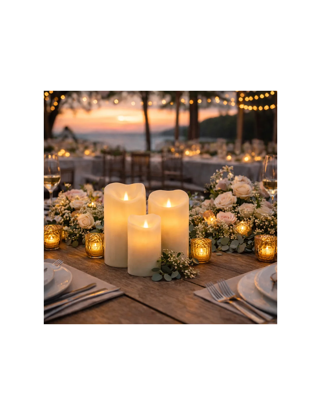 Adventure Brands Flickering Flameless Wax Coated Hand Dipped Candles, Set Of 3 With Remote