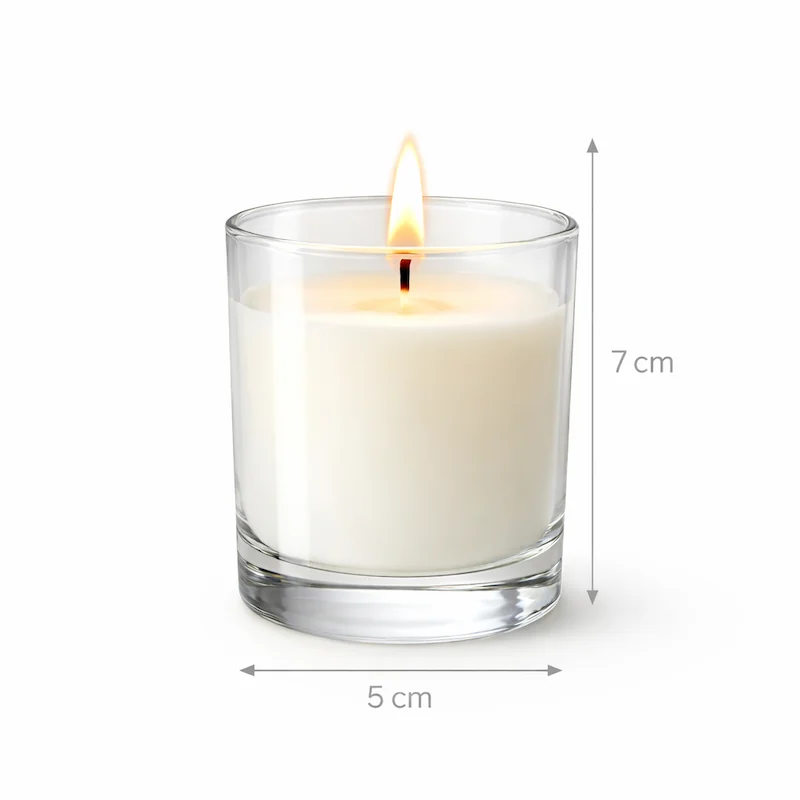 Glass candle 5 ø x 7 cm. H| Box 24 units