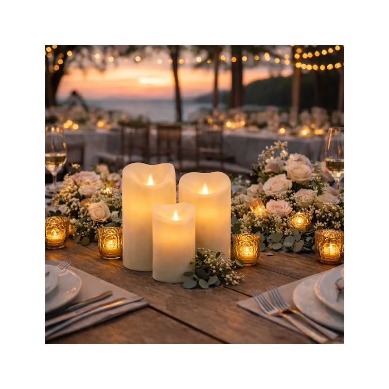 Set of 3 LED Wax Candles with Remote Control